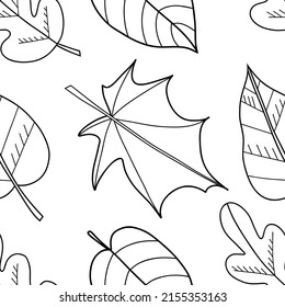 Seamless pattern. Vector set of hand-drawn leaves. Doodle style backgrounds. For packaging, clothing, fashion fabrics, home decor, backgrounds, postcards, scrapbooking, etc.