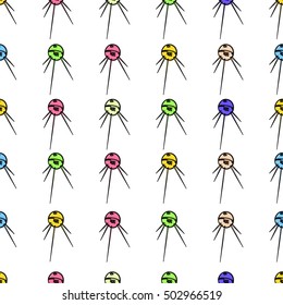 Seamless pattern  vector of  spaceships. Space cartoon pattern. Flat universal rocket icons. Vector of sputnik, satellite,spaceships.