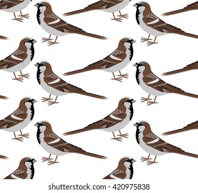 Seamless pattern of vector sparrow. sparrow background. Vector art background design for fabric, papper, skrapboking and decor.