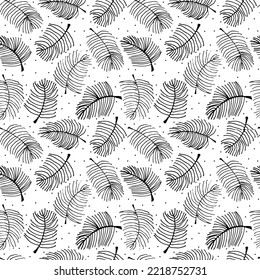 Seamless pattern with vector spruce branches. Ink illustration. Christmas ornament for wrapping paper and decor.