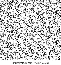 Seamless pattern with vector spruce branches. Ink illustration. Christmas ornament for wrapping paper and decor.