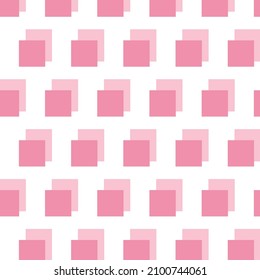 Seamless pattern vector with squares. Pink rectangles on white background. Cute simple abstract geometric art. For wrapping paper, cover, baby stuff, textile, wallpaper and interior decoration.
