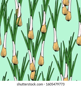 seamless pattern, vector stock illustration, green bow, for menu design, wallpaper ornament