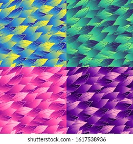 Seamless pattern of vector stylized feathers in bright colors
