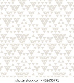 Seamless pattern. Vector subtle background. Geometric abstract texture. Randomly disposed filled triangles. Light hipster backdrop. Neutral universal geometric ornament.