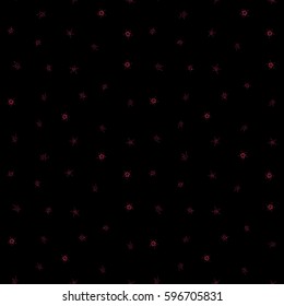 Seamless pattern vector summer print in red colors. Small flowers on a black background for fabric design, dress, wallpaper and paper.