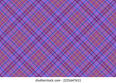 Seamless pattern vector. Textile tartan fabric. Texture check background plaid in blue and purple colors.