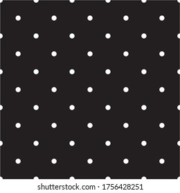 Seamless pattern vector with tile white polka dots on a black background