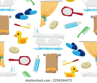 seamless pattern vector of toiletries cartoon element