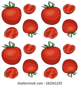 Seamless pattern. Vector tomatoes.