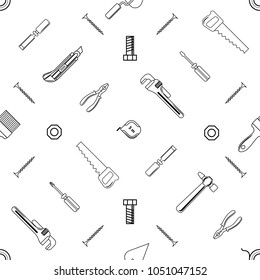 Seamless pattern with a vector tools set for home repair.