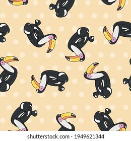 Seamless pattern vector of toucan floaties on orange background