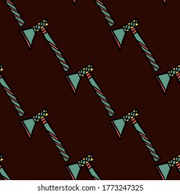 Seamless pattern vector of tribal motif art style axe on tribal pastel background for making many kinds of artwork, printing or textile