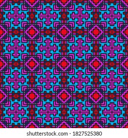 Seamless pattern. Vector. Ultra modern colors. Retrowave concept. Wrapping paper. Seamless design. Pixel. Colors of 2020.