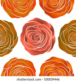Seamless pattern. Vector watercolor background. Yellow, brown and orange abstract flowers.