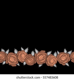 Seamless pattern. Vector watercolor background with copy space (place for your text). White and orange abstract horizontal flowers.