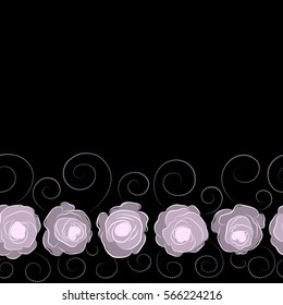 Seamless pattern. Vector watercolor background with copy space (place for your text). Neutral abstract horizontal flowers.