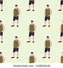 seamless pattern vector young handsome man models , on a green background.