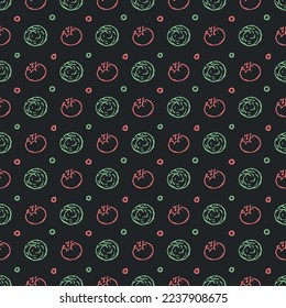 Seamless pattern with vegetable icons. doodle vegetables pattern. Food background