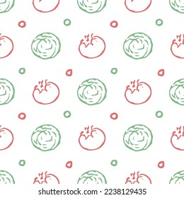 Seamless pattern with vegetable icons. doodle vegetables pattern. Food background