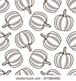 seamless pattern with vegetable pumpkins isolated on white background