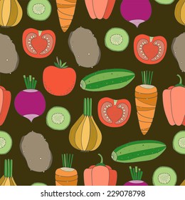 Seamless pattern of vegetables 