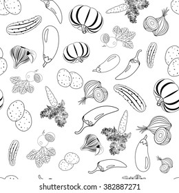 Seamless pattern of vegetables