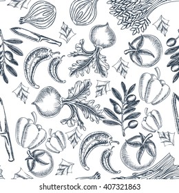 Seamless Pattern with Vegetables