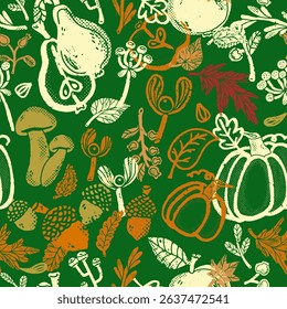 seamless pattern with vegetables, 	autumn elements
