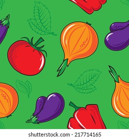 Seamless pattern with vegetables. Bright colorful background. Eps 10 vector illustration.