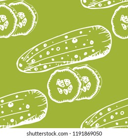 seamless pattern with vegetables cucumber