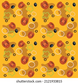 Seamless pattern with vegetables. Decor, vector illustration.