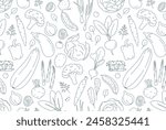 Seamless pattern with vegetables. Doodle style background for your design.