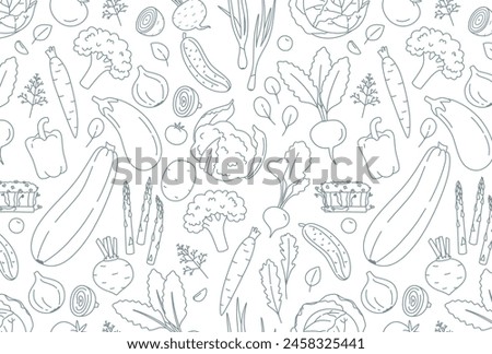 Seamless pattern with vegetables. Doodle style background for your design.