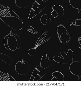 Seamless pattern of vegetables flat vector, vegeterian print, summertime pattern, Seamless vegeterian print	