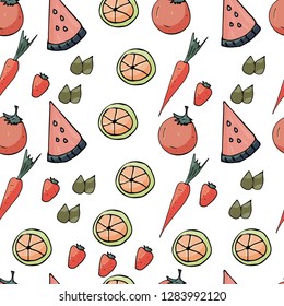 Seamless pattern with vegetables. For food design.