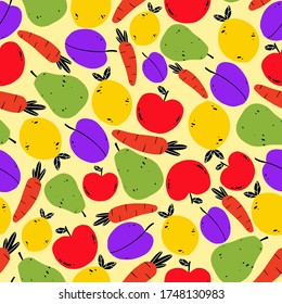 Seamless pattern with vegetables and fruits. Vector illustration