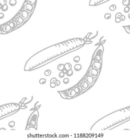 seamless pattern with vegetables green pea