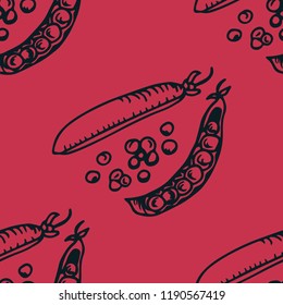 seamless pattern with vegetables green pea