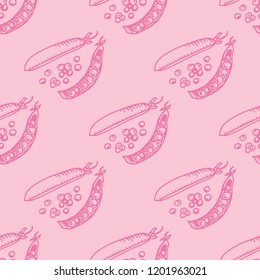 seamless pattern with vegetables green pea