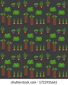 Seamless pattern with the vegetables growing on the kitchen garden