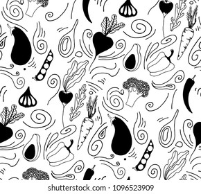 seamless pattern of 
Vegetables hand-drawn graphics