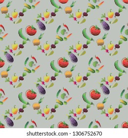 seamless pattern with vegetables. Healthy food pattern