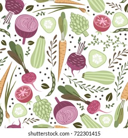 seamless pattern with vegetables. Healthy food pattern