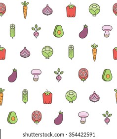 patrón transparente con iconos de vegetales. sobre fondo blanco