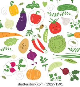 seamless pattern , vegetables illustrations