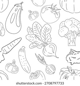 Padrão contínuo com legumes line art