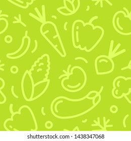 Seamless pattern with vegetables. Linear style vector illustration. Suitable for wallpaper, wrapping or textile