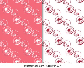seamless pattern with vegetables mushrooms