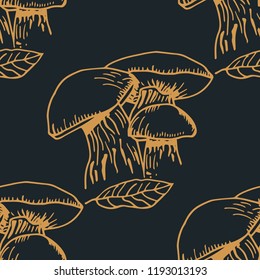 seamless pattern with vegetables mushrooms
